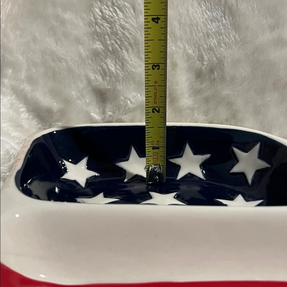 NWT 🇺🇸 PIER 1 EARTHENWARE AMERICAN FLAG CHIP & DIP/SALSA SERVING DISH/PLATTER - Picture 6 of 6